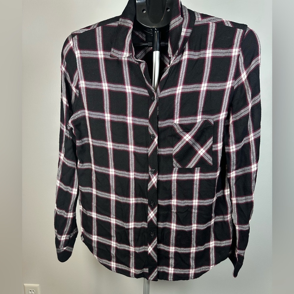 Rails Black Red and White Plaid Womens Shirt Size Small oversized Great for FALL